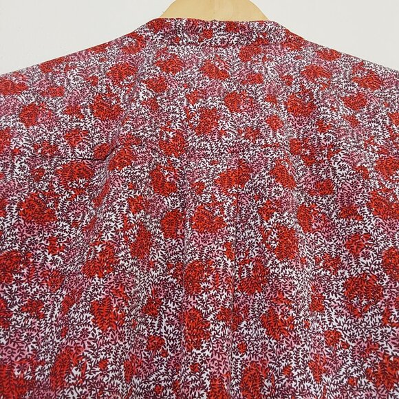 Michael Kors Oversized V-Neck Band Collar Pullover Blouse Zipper Pockets - Small - Picture 7 of 10
